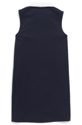 Kids' sleeveless tennis dress with contrast sateen collar, Dark Blue