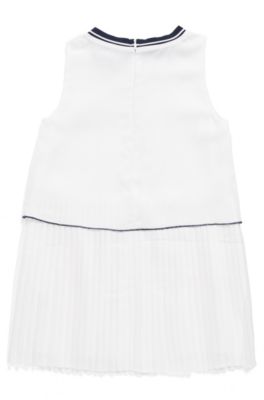 Robe sans manches pour fille avec jupe pliss&eacute;e, Blanc