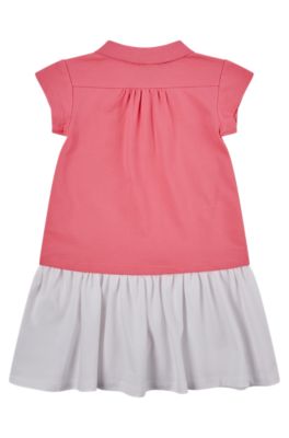 Kids' polo dress in stretch cotton with logo print, Pink