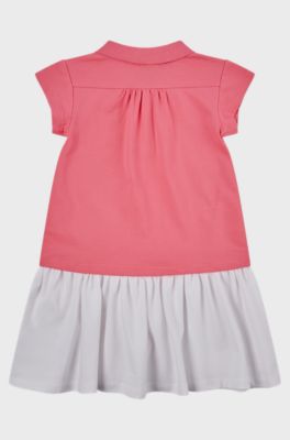 Kids' polo dress in stretch cotton with logo print, Pink