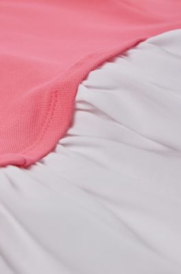 Kids' polo dress in stretch cotton with logo print, Pink