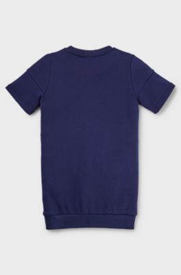 Kids' T-shirt dress in French terry with 3D logo, Dark Blue