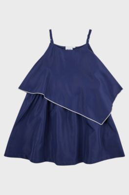 Vestito a strati con spalline regolabili per bambine, Blu scuro