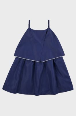 Vestito a strati con spalline regolabili per bambine, Blu scuro