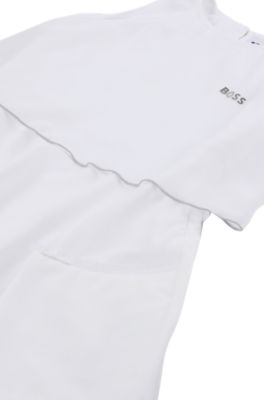 Kids' sleeveless dress with printed logo, White