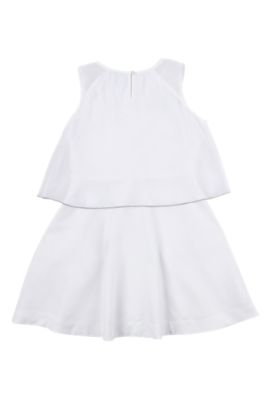 Kids' sleeveless dress with printed logo, White