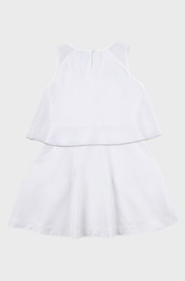 Kids' sleeveless dress with printed logo, White