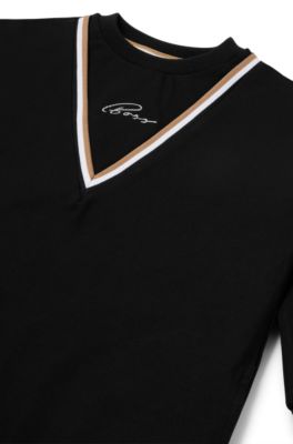 Kids' sweater dress with signature stripe and logo, Black