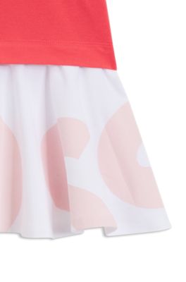 Kids' two-in-one polo dress with logo print, Light Red