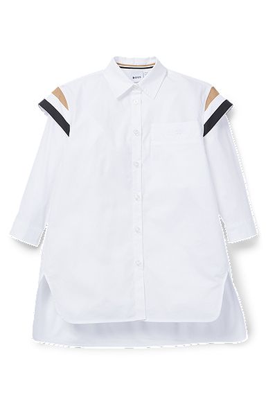 Skjortekjole til børn med signaturstriber, Hvid