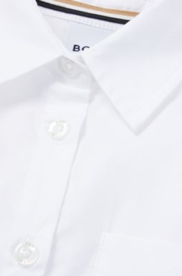 Kids' shirt dress with signature stripes, White