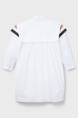Kids' shirt dress with signature stripes, White