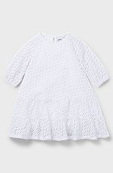 Kids' long-sleeved dress with monogram details, White