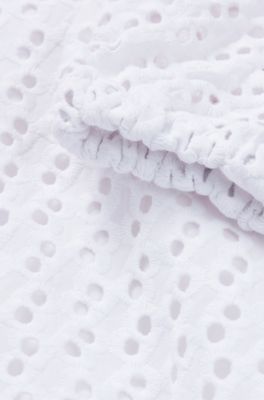 Kids' long-sleeved dress with monogram details, White