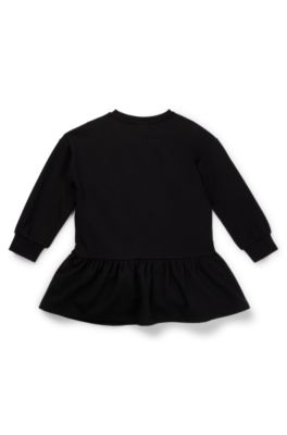 Kids' long-sleeved dress with logo artwork, Black