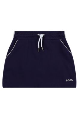Kids' skirt with contrast piping and logo, Dark Blue