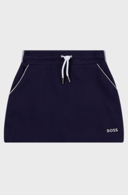 Kids' skirt with contrast piping and logo, Dark Blue