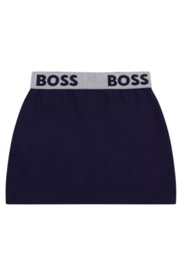 Kids' skirt with contrast piping and logo, Dark Blue