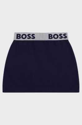 Kids' skirt with contrast piping and logo, Dark Blue
