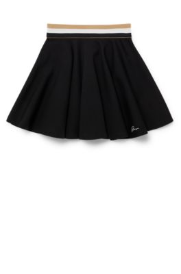 Kids' skater skirt with signature-stripe waistband, Black