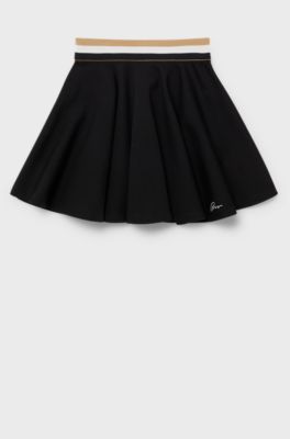 Kids' skater skirt with signature-stripe waistband, Black