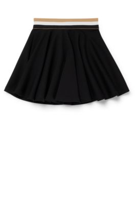 Kids' skater skirt with signature-stripe waistband, Black