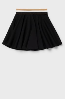 Kids' skater skirt with signature-stripe waistband, Black