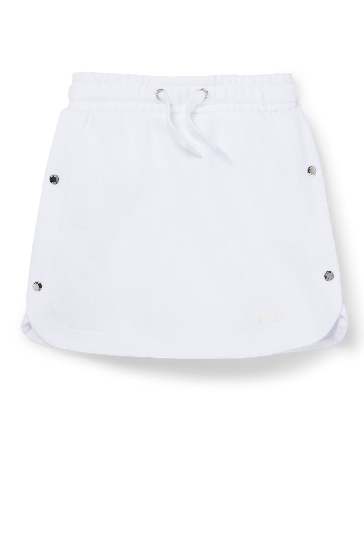 Kids' skirt in cotton with logo-engraved press studs, White