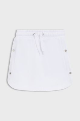 Kids' skirt in cotton with logo-engraved press studs, White