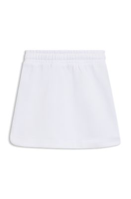 Gonna da bambina in cotone con bottoni automatici con logo inciso, Bianco