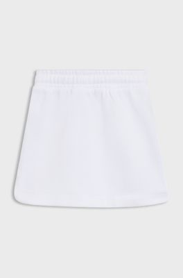 Kids' skirt in cotton with logo-engraved press studs, White