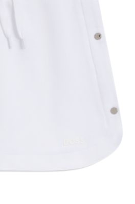 Gonna da bambina in cotone con bottoni automatici con logo inciso, Bianco