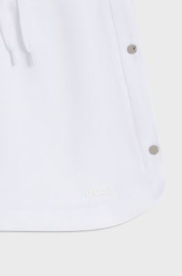 Kids' skirt in cotton with logo-engraved press studs, White