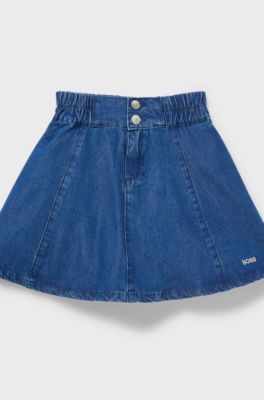 Kids' denim skirt with embroidered logo, Blue