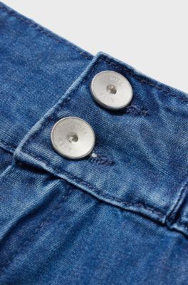 Kids' denim skirt with embroidered logo, Blue