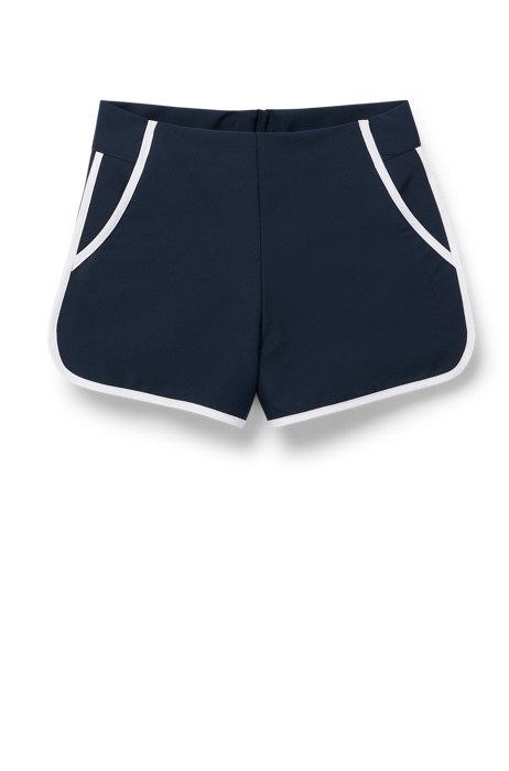 Shorts para niños de tejido elástico con detalle de logo iridiscente, Azul oscuro