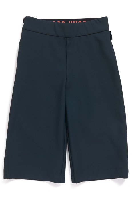 Pantalones de pernera ancha para niños en tejido elástico, Azul oscuro