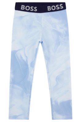 Kids' super-stretch leggings with all-over print, Light Blue