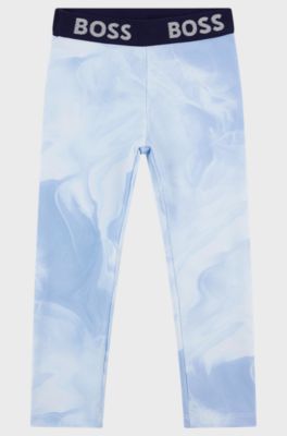 Kids' super-stretch leggings with all-over print, Light Blue