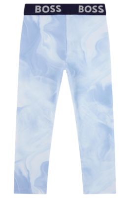 Kids' super-stretch leggings with all-over print, Light Blue