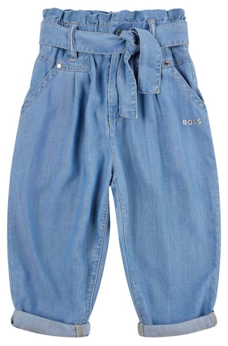 Jeans per bambini con logo metallizzato e cintura annodata HUGO BOSS Bambina Accessori Cinture e bretelle Cinture 