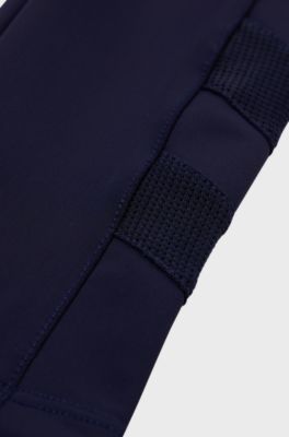 Kids' super-stretch leggings with logo waistband, Dark Blue