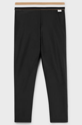 Kids' leggings with signature-stripe waist, Black