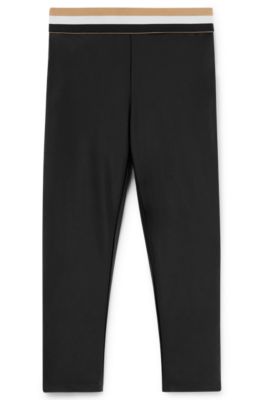 Kids' leggings with signature-stripe waist, Black