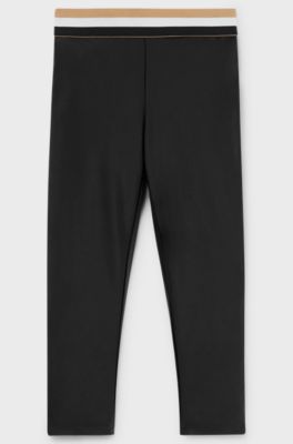 Kids' leggings with signature-stripe waist, Black