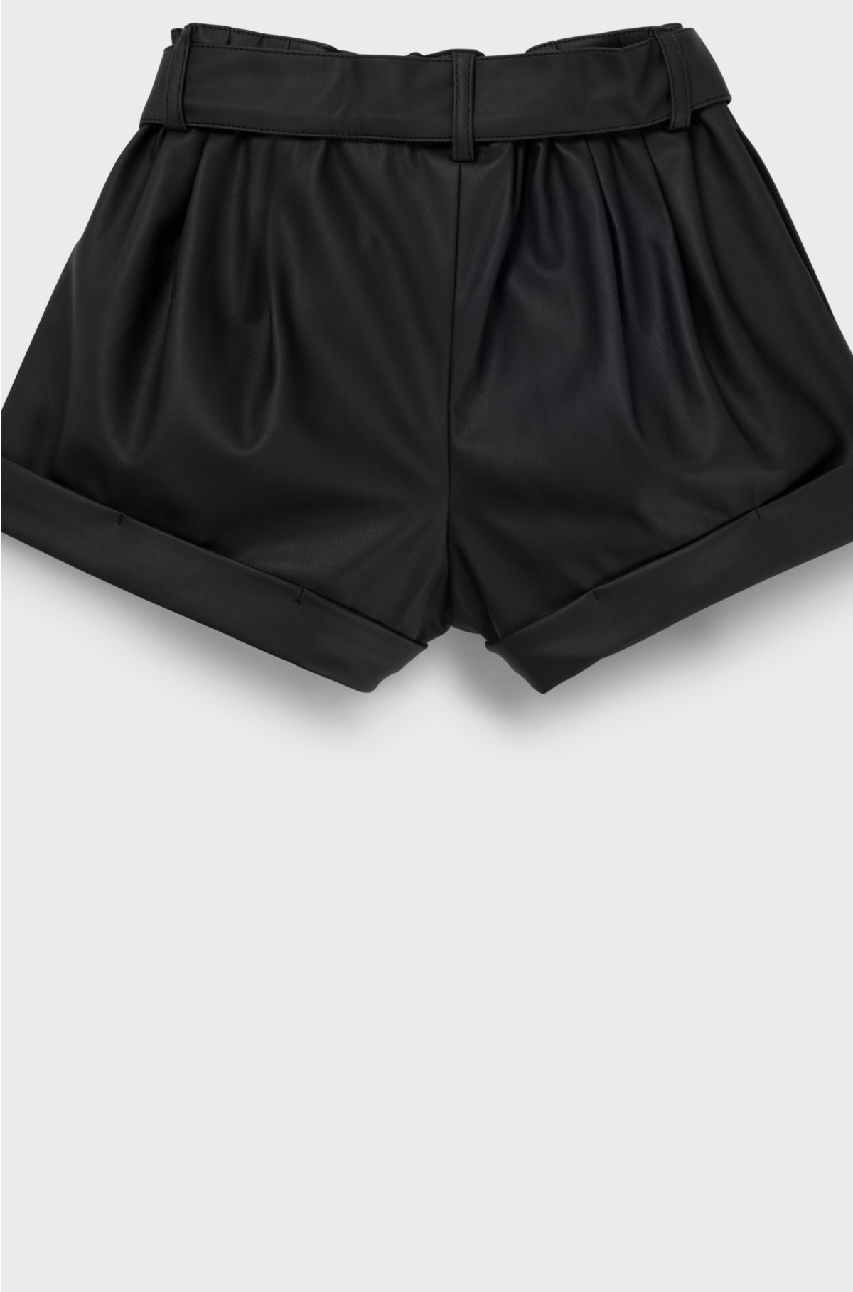 Kids' faux-leather shorts with embroidered logo, Black