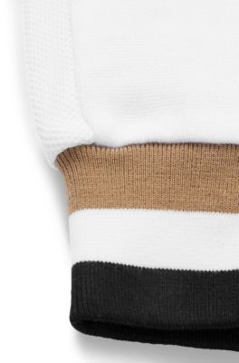 Kids' tracksuit bottoms in cotton with signature-stripe cuffs, White