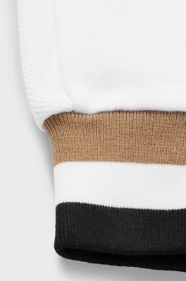 Kids' tracksuit bottoms in cotton with signature-stripe cuffs, White