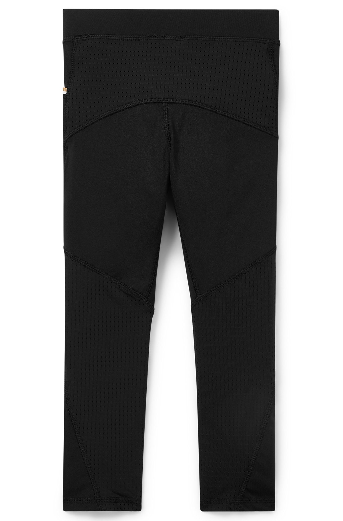 Kids' leggings in mixed materials with contrast logo, Black