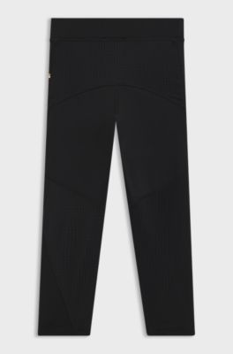 Kids' leggings in mixed materials with contrast logo, Black